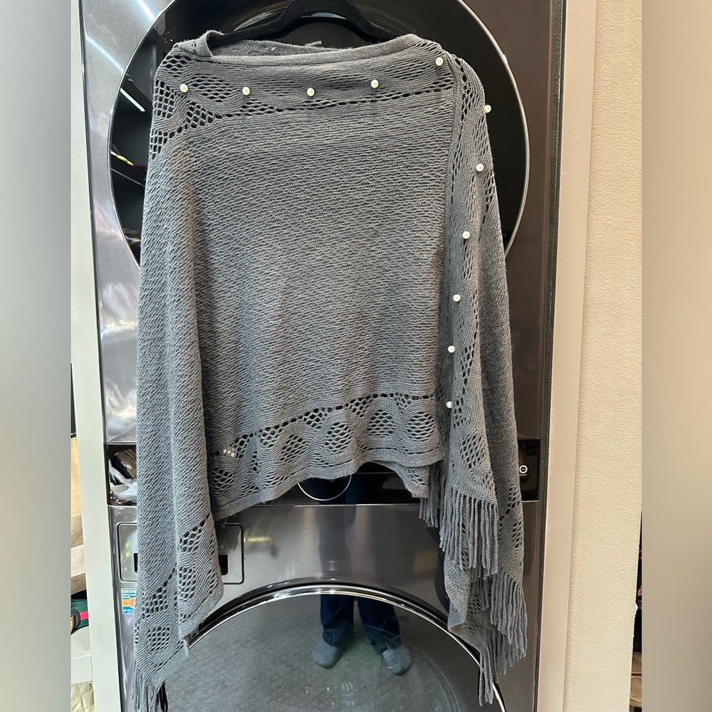 Gray pearl accent poncho